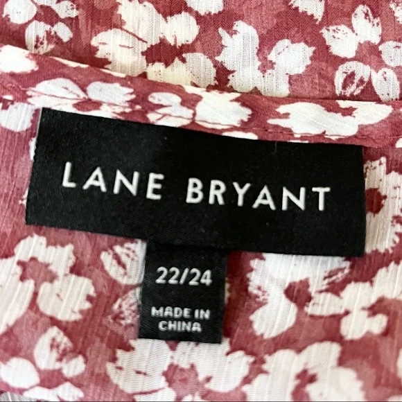 ❌SOLD❌➕ Lane Bryant Floral Semi Sheer Button Front Blouse Womens Plus Size 22/24 - Picture 7 of 9